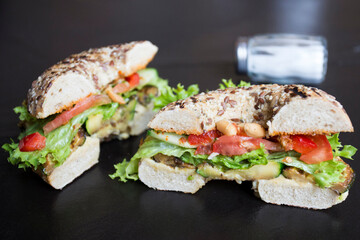 Delicious healthy vegan sandwich with vegetables