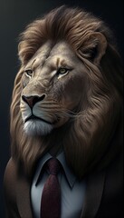 Lion in a classic suit by Generative AI