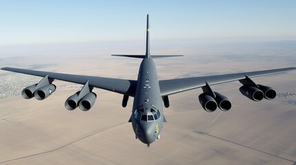 A Top-Side View of the B-52 Stratofortress Military Aircraft in Flight