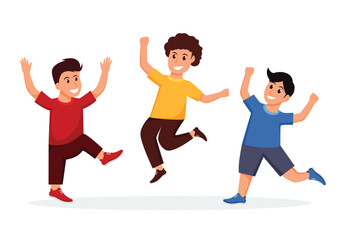 group of  boy happy dance movements isolated	
