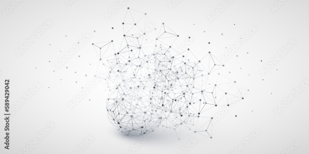 Poster abstract grey cloud computing and network connections, data flow concept design with transparent pol