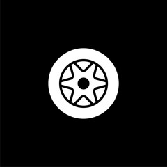 Fototapeta premium Car tire icon isolated on black background