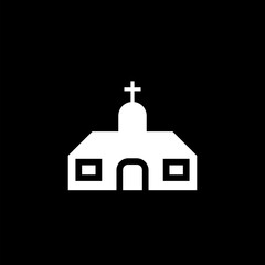 Church building icon isolated on black background. Christian Church. 
