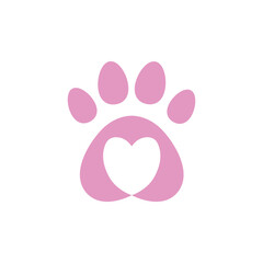 dog paw with love heart pink pet