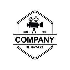 Vintage video camera logo for movie cinema production