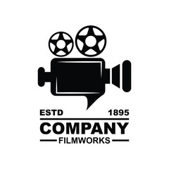 Vintage video camera logo for movie cinema production
