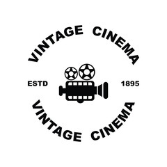 Vintage video camera logo for movie cinema production