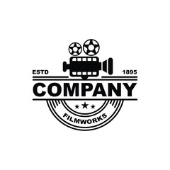 Vintage video camera logo for movie cinema production