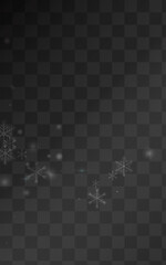 Silver Snowfall Vector Transparent Background.
