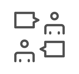 Teamwork and business communication icon outline and linear symbol.	
