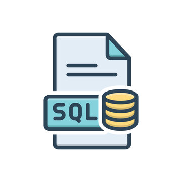 Color illustration icon for sql file 