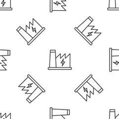 Grey line Nuclear power plant icon isolated seamless pattern on white background. Energy industrial concept. Vector