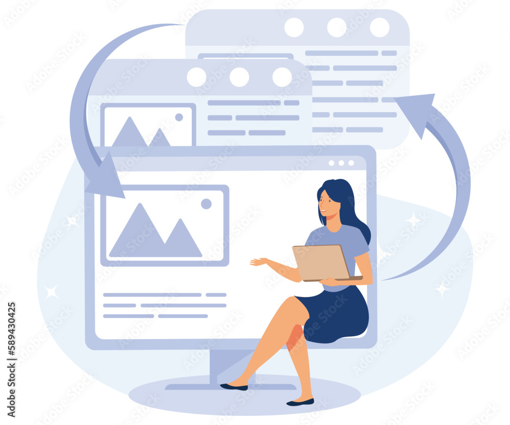 Poster web development concept, microsite interface, cross-browser compatibility, 404 error, programming, c