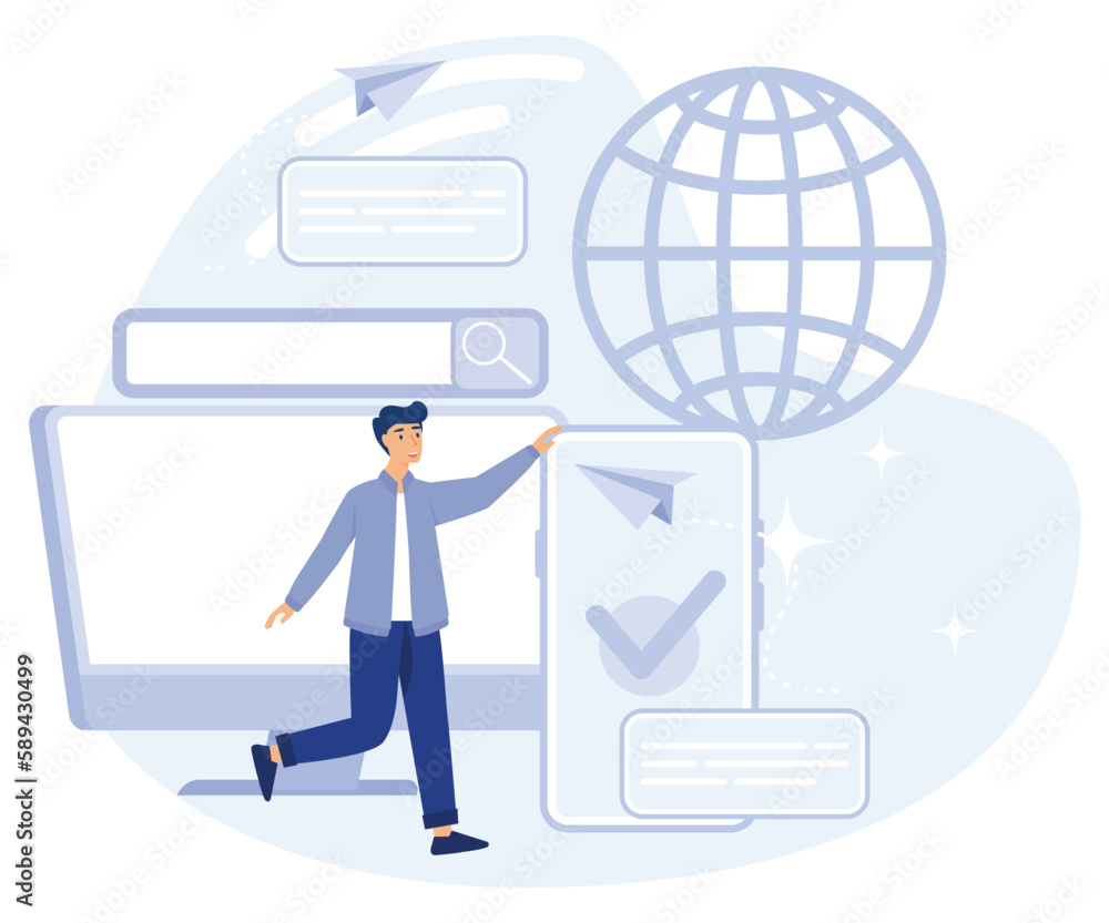 Poster web development concept, microsite interface, cross-browser compatibility, 404 error, programming, c