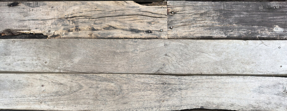 Gray Board Wallpaper with copy-space. Premium, Vintage Wooden Texture Banner.