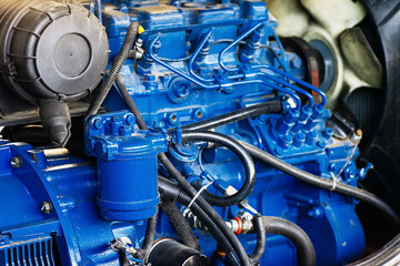 It's truck or tractor engine close-up. Repair and restoration of automotive equipment..