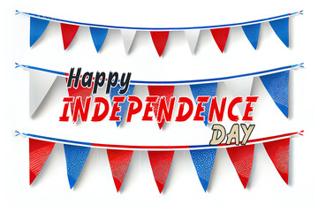 Obraz premium Blue white and red party garlands with pennants. buntings set. Generative Ai