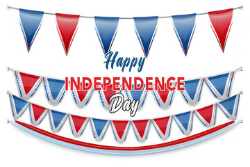 Obraz premium Blue white and red party garlands with pennants. buntings set. Generative Ai