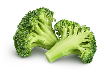 fresh broccoli isolated on white background close-up with full depth of field.