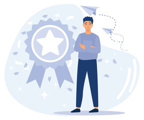 Social abilities concept, Honour and high moral principles, human relations, personal development, public respect, self improvement, flat vector modern illustration