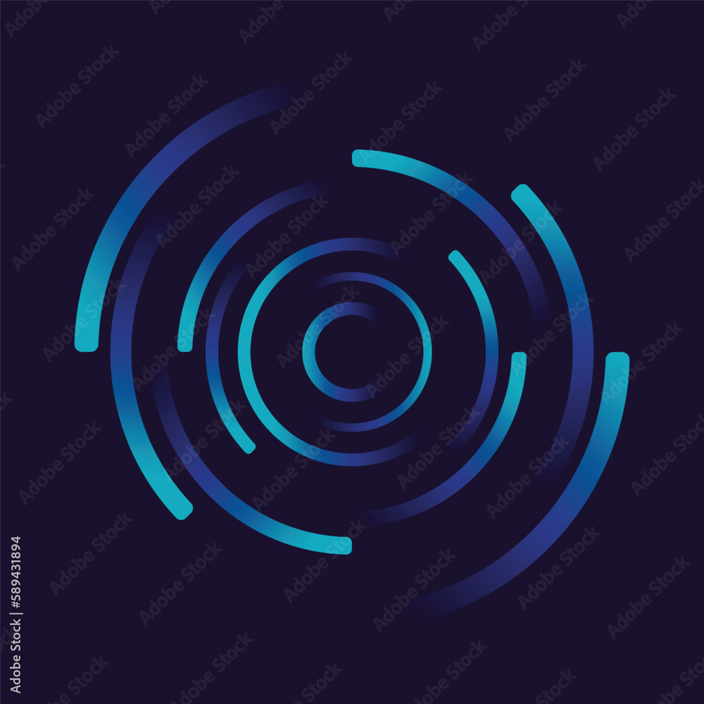 Poster creative connection icon logo design. circular network data. geometric structure dot and line connec