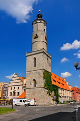Fototapeta na wymiar Town hall in Lwowek Slaski, Lower Silesian Voivodeship, Poland.