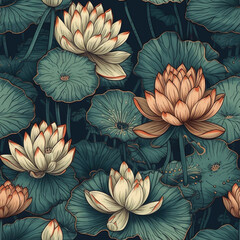 Seamless floral pattern. Generative AI