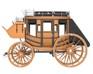 Fototapeta premium Stagecoach isolated on transparent background. 3d rendering - illustration