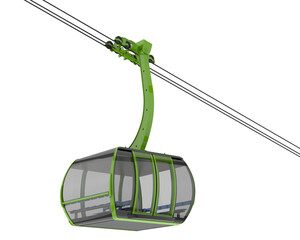 Cableway isolated on transparent background. 3d rendering - illustration