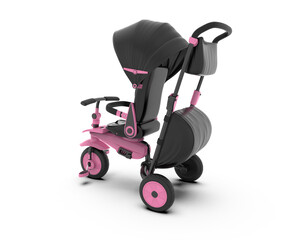 Baby Stroller isolated on transparent background. 3d rendering - illustration