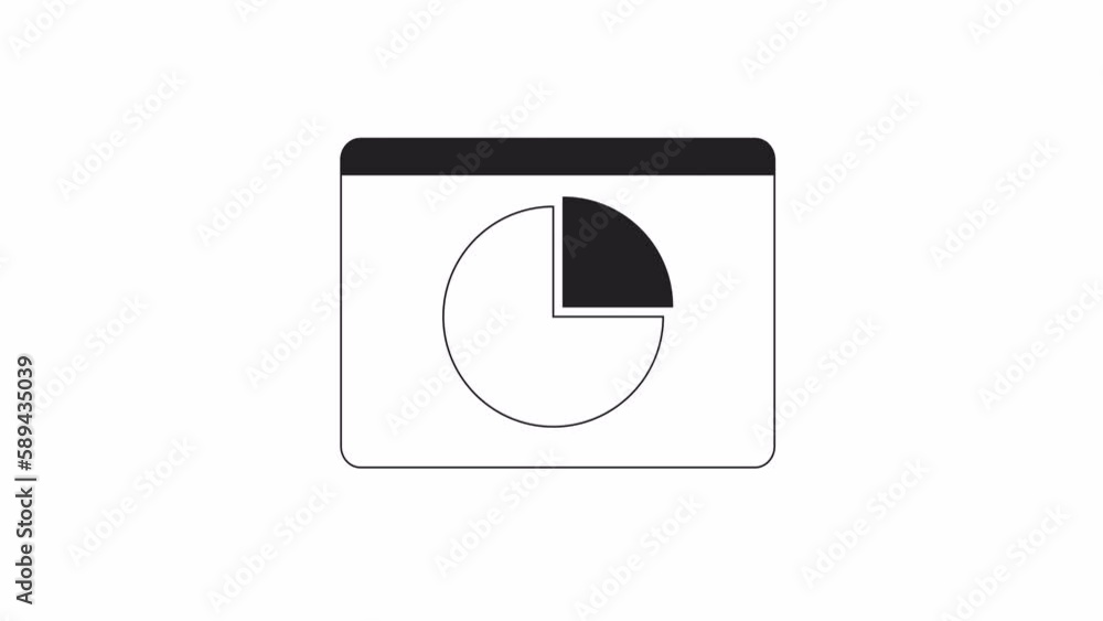Poster animated mono webpage with pie chart. analytics. black and white thin line icon 4k video footage for
