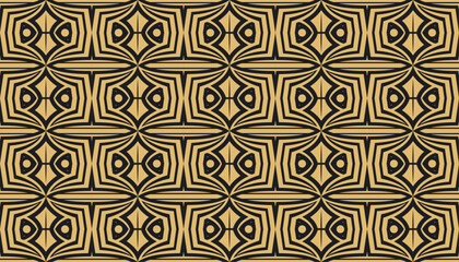 abstract shield shape seamless pattern perfect for background or wallpaper. monochrome gold element in black backdrop. horizontal layout design template.