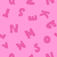 Letters. Seamless pattern. Black white silhouette of the letter with effect 