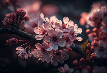 Obraz na płótnie Canvas 河津桜 Cherry Blossoms. Generative AI