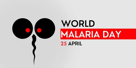 World malaria day, minimalistic design. Malaria day concept with mosquito face icon, illustration. 25 April.
