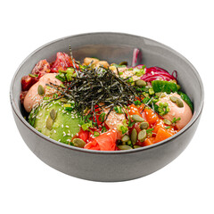 png Isolated portion of salmon poke bowl