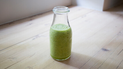 Delicious and healthy organic green natural detox juice.