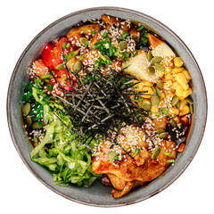 png fried chicken poke bowl with vegetables