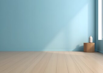 An empty blue wall color office interior, featuring a large window that maximizes natural light and creates a serene atmosphere - the perfect blend of aesthetics and productivity. Generative AI