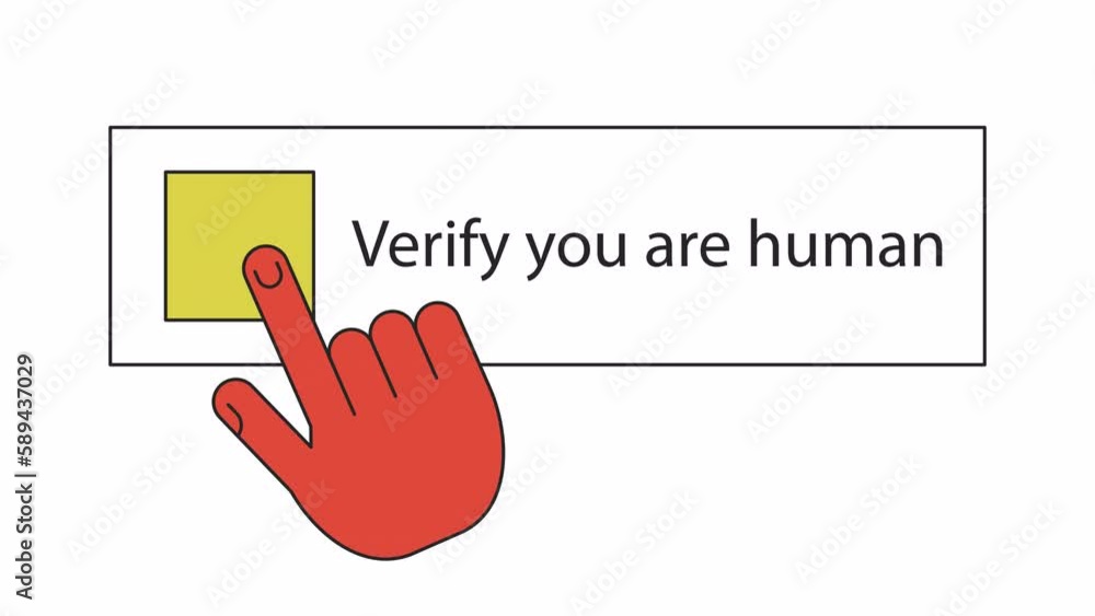 Poster captcha verification animation. animated please verify pop up 2d cartoon flat colour line otp screen