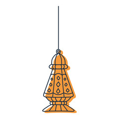 single orange hanging lamp illustration for ramadan and eid celebration ornament