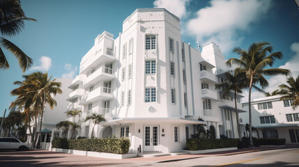 luxury white tropical hotel . Generative ai