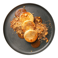 png Isolated pancakes syrniki with cookie crumbles