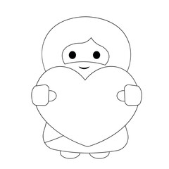 Cute God Jesus Christ with heart in black and white