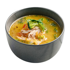 png portion of chicken soup with broccoli