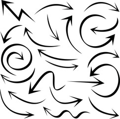 Fototapeta na wymiar Set of Arrows Doodle Design Element.Set of arrows doodle on white background