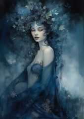 Nyx Greek goddess of night and sleep, mythology concept,  legend, generative ai