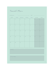 Travel Planner. Make your day more easily and happy. Vector Print template.