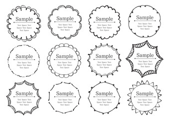 フリーハンドでペンで描いた円形フレームセット