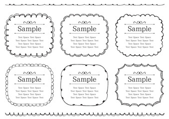 フリーハンドでペンで描いた角丸長方形フレームセット